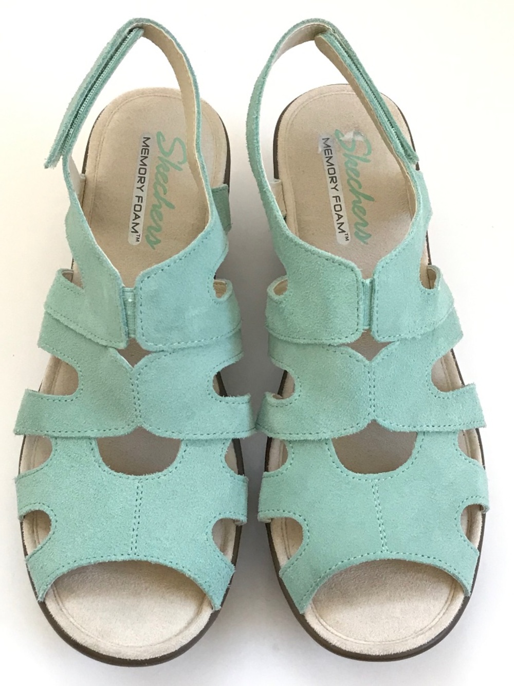 SKECHERS Suede Wedge Sandal Platform Memory Foam Shoe Parallel Stylin  Size 8.5